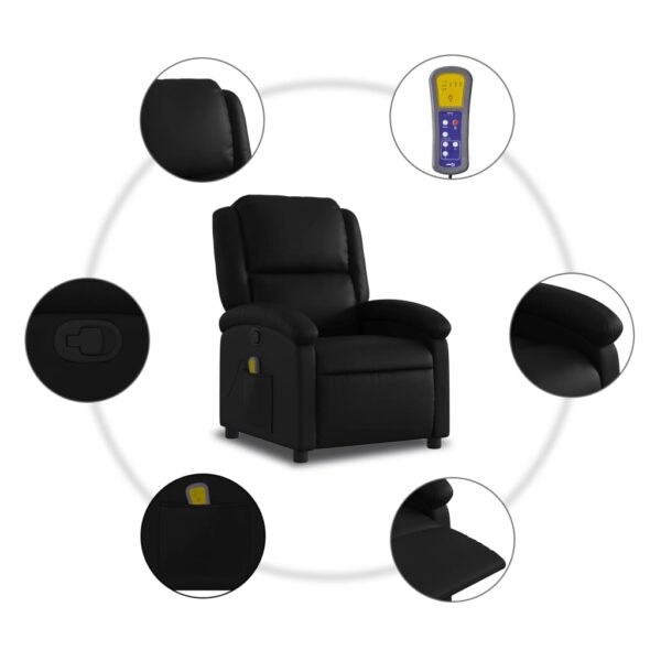 vidaXL Massage Recliner Chair Black Faux Leather - Image 6