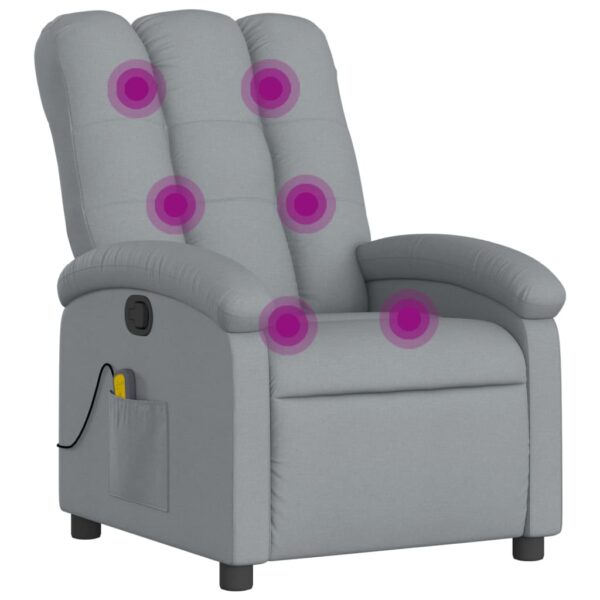 vidaXL Massage Recliner Chair Light Gray Fabric - Image 2