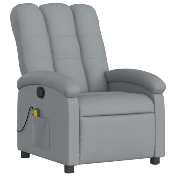 vidaXL Massage Recliner Chair Light Gray Fabric - Image 3