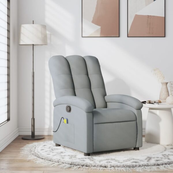 vidaXL Massage Recliner Chair Light Gray Fabric