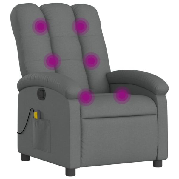 vidaXL Massage Recliner Chair Dark Gray Fabric - Image 2