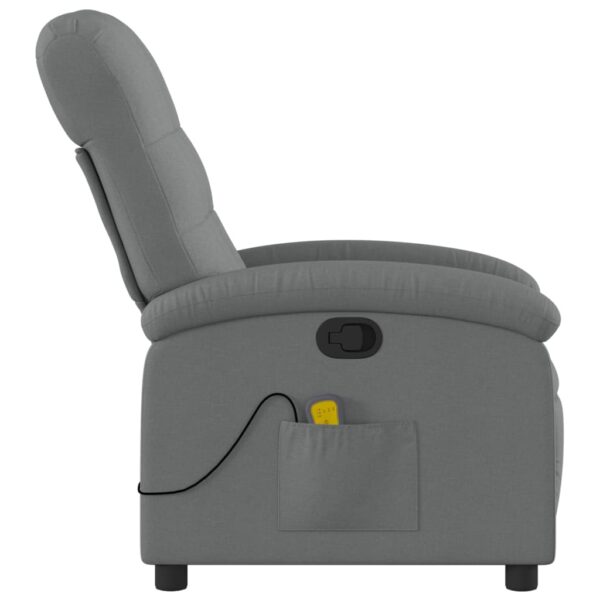 vidaXL Massage Recliner Chair Dark Gray Fabric - Image 5