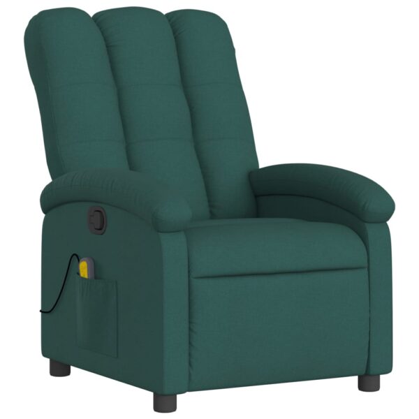 vidaXL Massage Recliner Chair Dark Green Fabric - Image 3