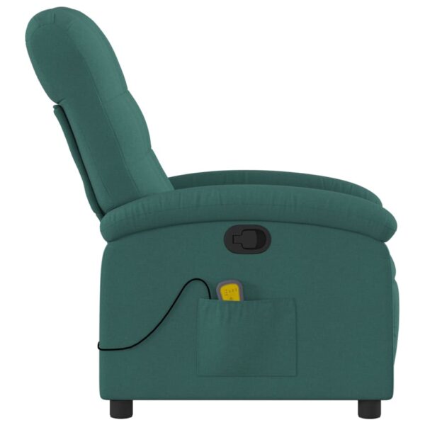 vidaXL Massage Recliner Chair Dark Green Fabric - Image 5