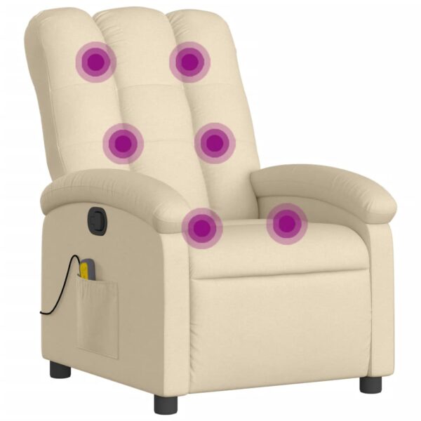 vidaXL Massage Recliner Chair Cream Fabric - Image 2