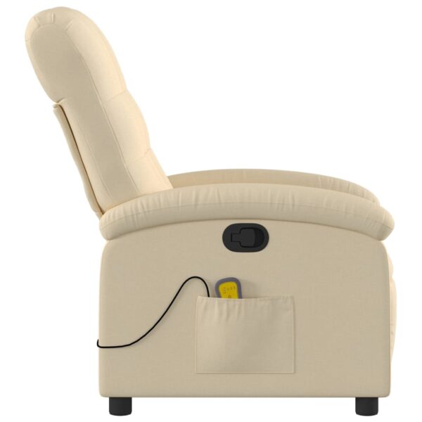 vidaXL Massage Recliner Chair Cream Fabric - Image 5