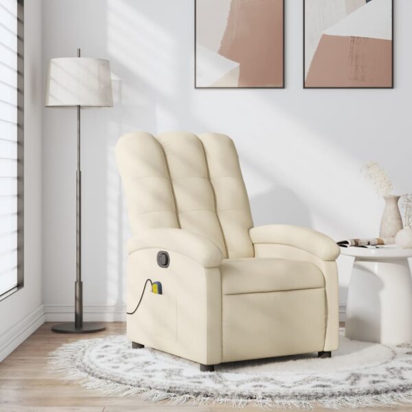 vidaXL Massage Recliner Chair Cream Fabric