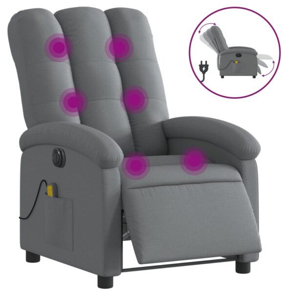 vidaXL Electric Massage Recliner Chair Dark Gray Fabric - Image 2