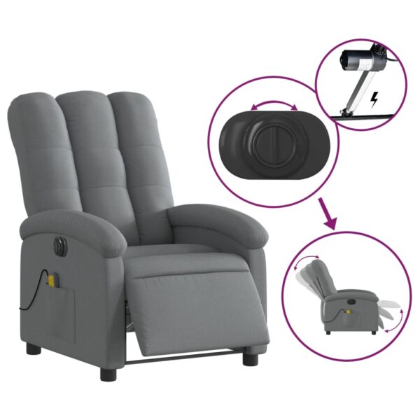 vidaXL Electric Massage Recliner Chair Dark Gray Fabric - Image 5