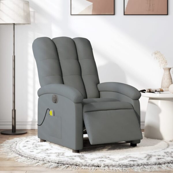 vidaXL Electric Massage Recliner Chair Dark Gray Fabric