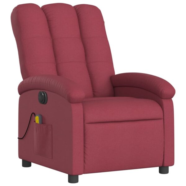 vidaXL Electric Massage Recliner Chair Wine Red Fabric - Image 3