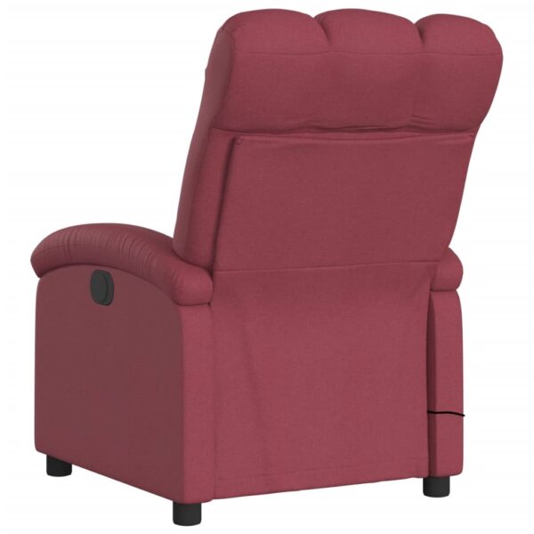 vidaXL Electric Massage Recliner Chair Wine Red Fabric - Image 4