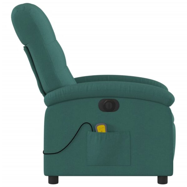 vidaXL Electric Massage Recliner Chair Dark Green Fabric - Image 9