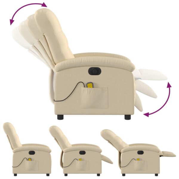 vidaXL Electric Massage Recliner Chair Cream Fabric - Image 6