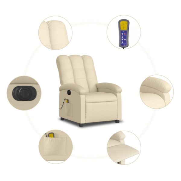 vidaXL Electric Massage Recliner Chair Cream Fabric - Image 7