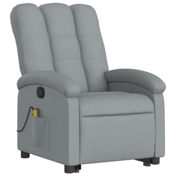 vidaXL Stand up Massage Recliner Chair Light Gray Fabric - Image 3