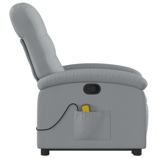 vidaXL Stand up Massage Recliner Chair Light Gray Fabric - Image 9