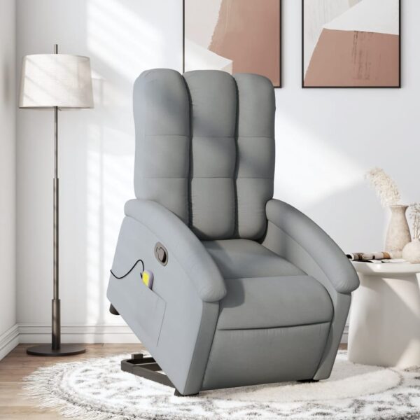 vidaXL Stand up Massage Recliner Chair Light Gray Fabric