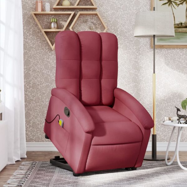 vidaXL Stand up Massage Recliner Chair Wine Red Fabric