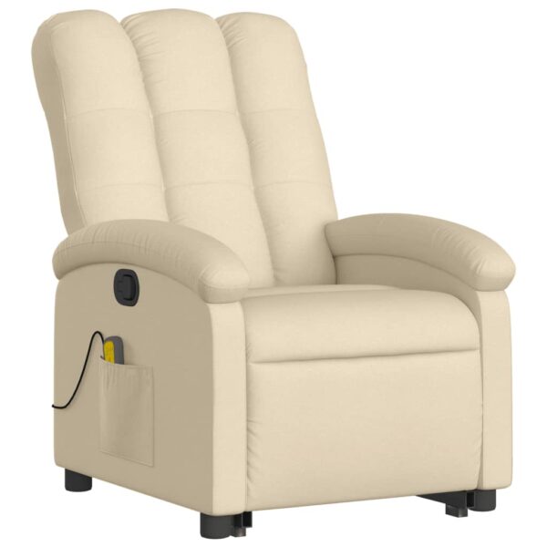 vidaXL Stand up Massage Recliner Chair Cream Fabric - Image 3