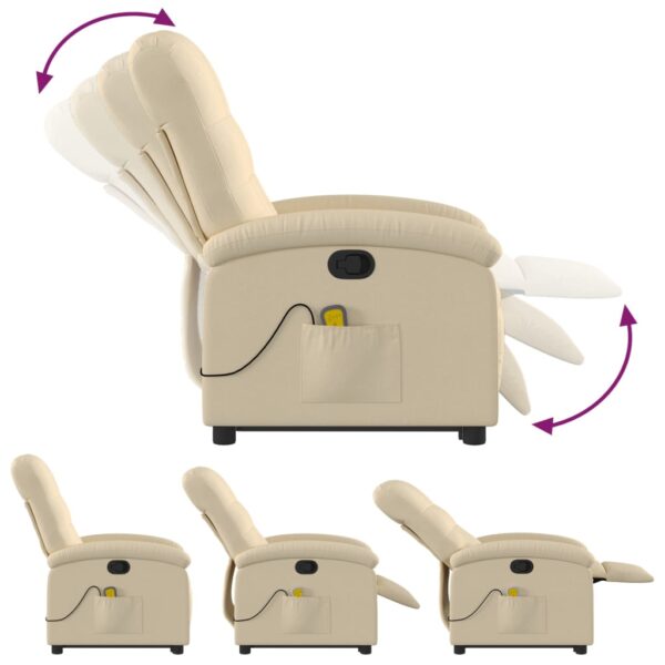 vidaXL Stand up Massage Recliner Chair Cream Fabric - Image 6