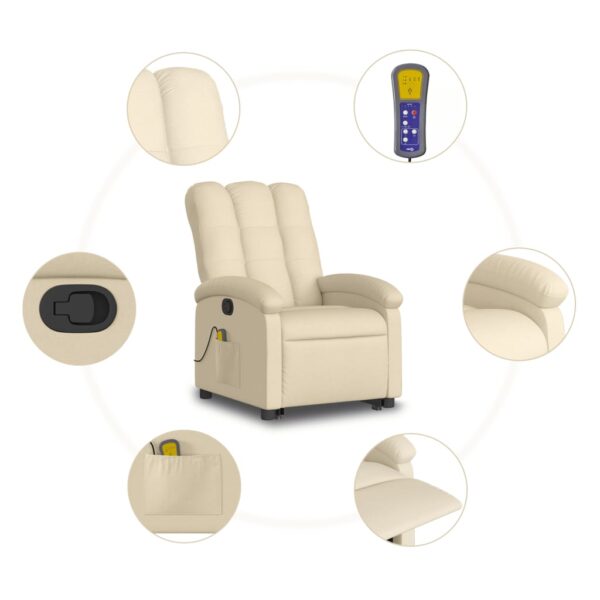 vidaXL Stand up Massage Recliner Chair Cream Fabric - Image 7