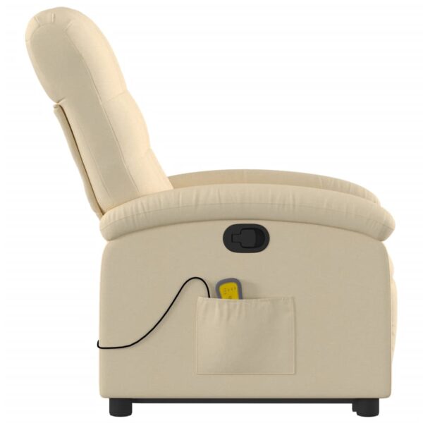 vidaXL Stand up Massage Recliner Chair Cream Fabric - Image 9