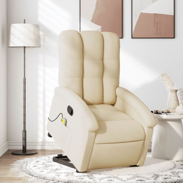 vidaXL Stand up Massage Recliner Chair Cream Fabric