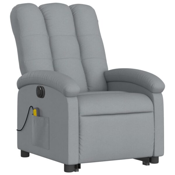 vidaXL Electric Stand up Massage Recliner Chair Light Gray Fabric - Image 3