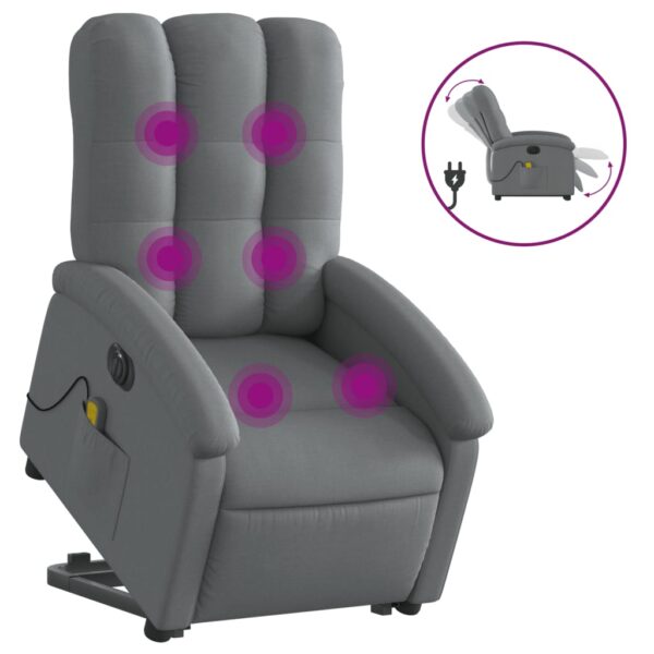 vidaXL Electric Stand up Massage Recliner Chair Dark Gray Fabric - Image 2