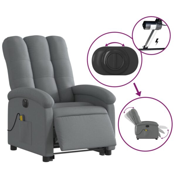 vidaXL Electric Stand up Massage Recliner Chair Dark Gray Fabric - Image 5