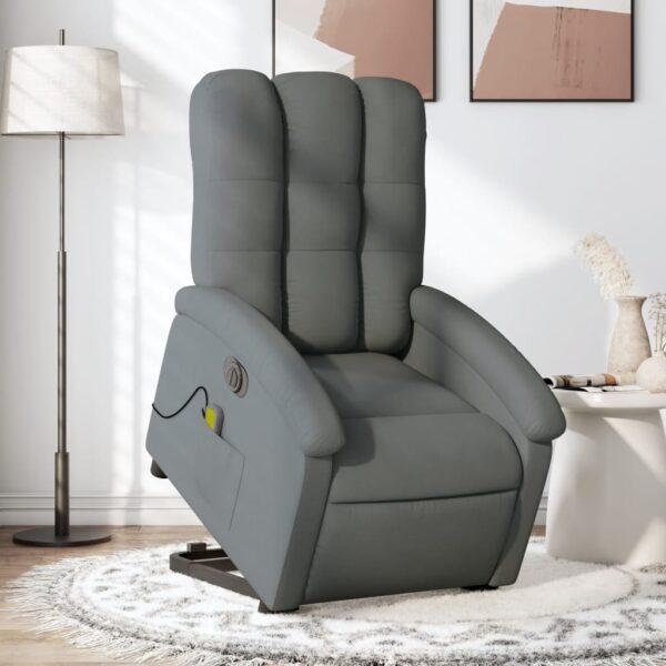 vidaXL Electric Stand up Massage Recliner Chair Dark Gray Fabric