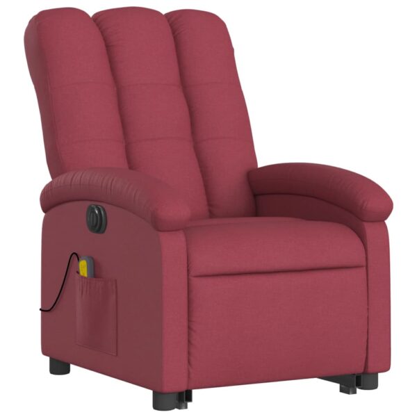 vidaXL Electric Stand up Massage Recliner Chair Wine Red Fabric - Image 3