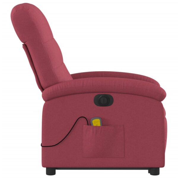 vidaXL Electric Stand up Massage Recliner Chair Wine Red Fabric - Image 9