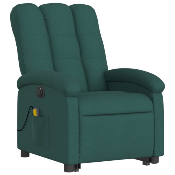 vidaXL Electric Stand up Massage Recliner Chair Dark Green Fabric - Image 3