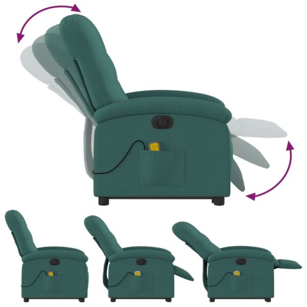 vidaXL Electric Stand up Massage Recliner Chair Dark Green Fabric - Image 6