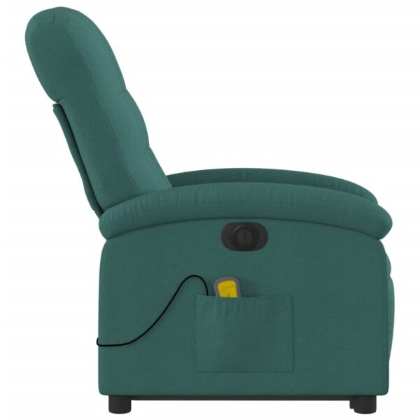 vidaXL Electric Stand up Massage Recliner Chair Dark Green Fabric - Image 9