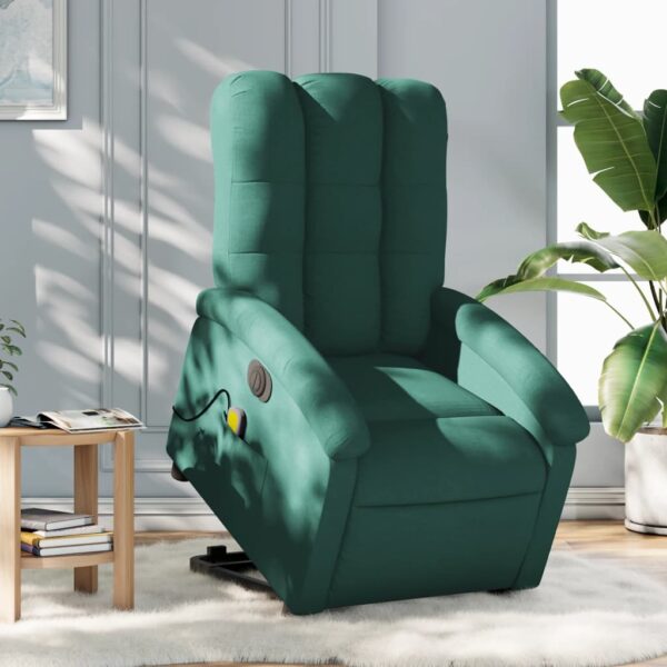 vidaXL Electric Stand up Massage Recliner Chair Dark Green Fabric