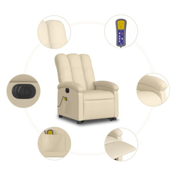 vidaXL Electric Stand up Massage Recliner Chair Cream Fabric - Image 7