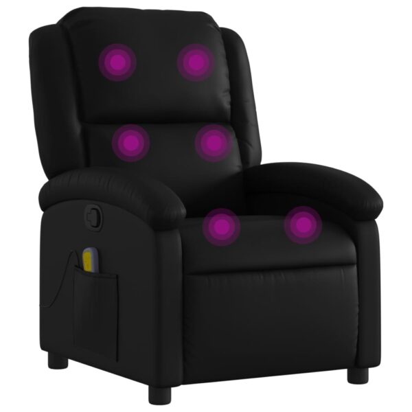 vidaXL Massage Recliner Chair Black Faux Leather - Image 2