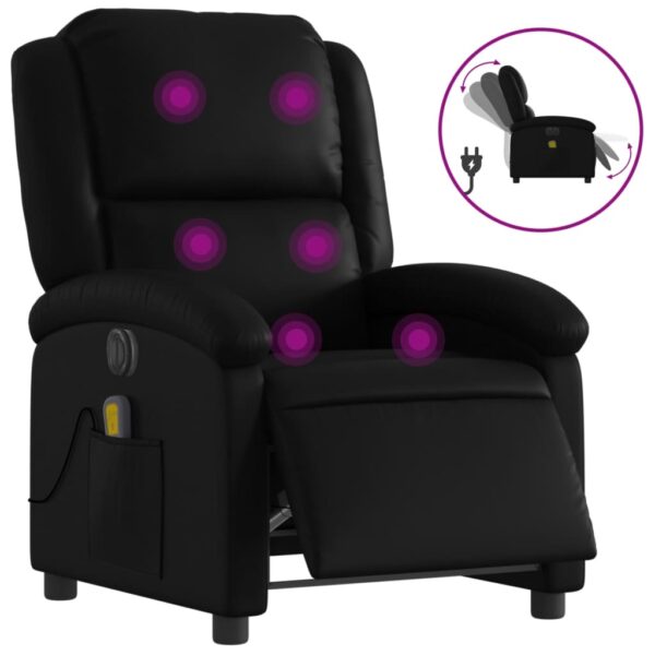 vidaXL Electric Massage Recliner Chair Black Faux Leather - Image 2