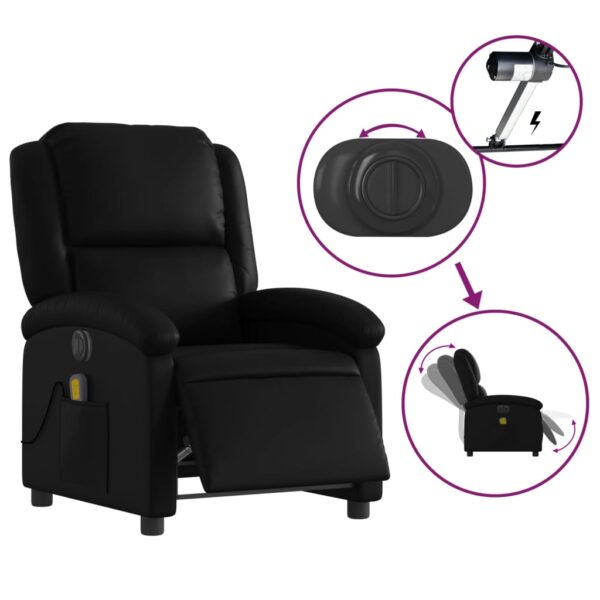 vidaXL Electric Massage Recliner Chair Black Faux Leather - Image 5