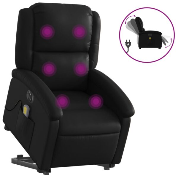 vidaXL Electric Stand up Massage Recliner Chair Black Faux Leather - Image 2