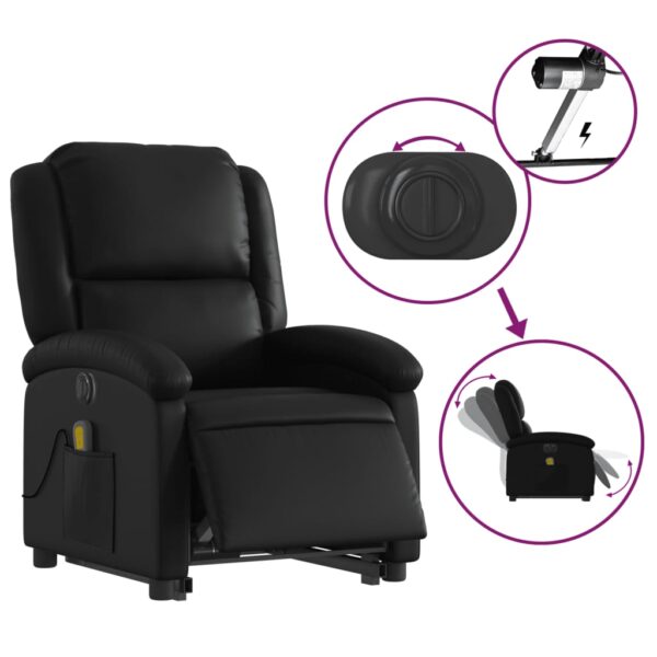 vidaXL Electric Stand up Massage Recliner Chair Black Faux Leather - Image 5