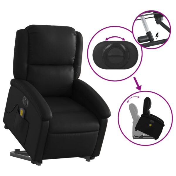 vidaXL Electric Stand up Massage Recliner Chair Black Faux Leather - Image 10