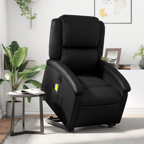 vidaXL Electric Stand up Massage Recliner Chair Black Faux Leather