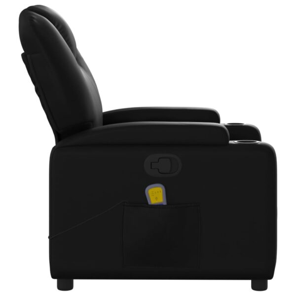 vidaXL Massage Recliner Chair Black Faux Leather - Image 8