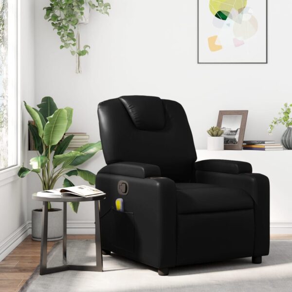 vidaXL Massage Recliner Chair Black Faux Leather