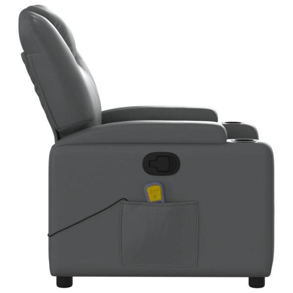 vidaXL Massage Recliner Chair Gray Faux Leather - Image 8