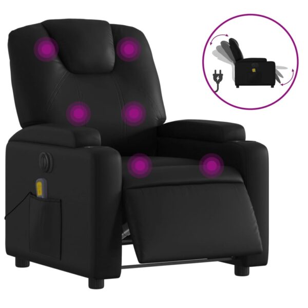 vidaXL Electric Massage Recliner Chair Black Faux Leather - Image 2